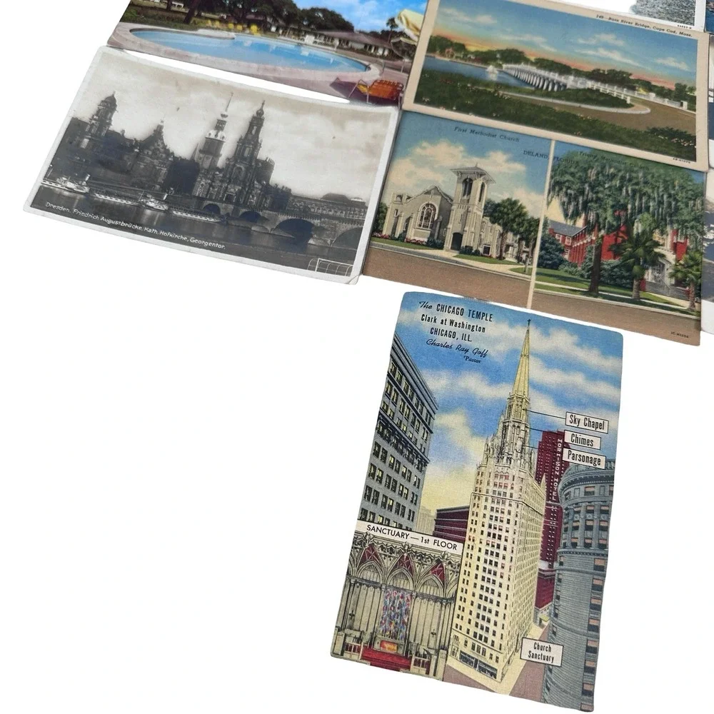 Vintage Postcard Lot 10 Chicago Florida Cape Cod Cuba Germany 1940s-60s Mixed